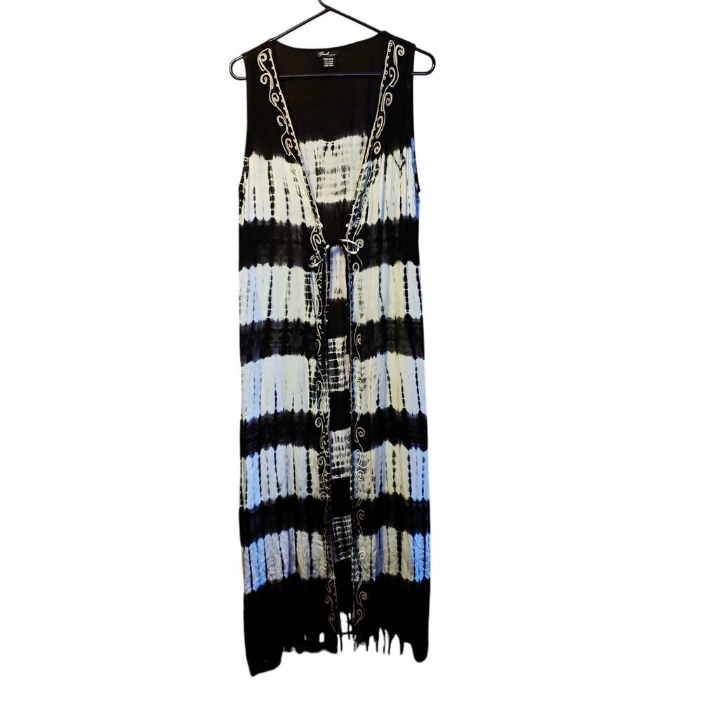 Beach by Exist tie dye embroidered fringe cardigan size OS
